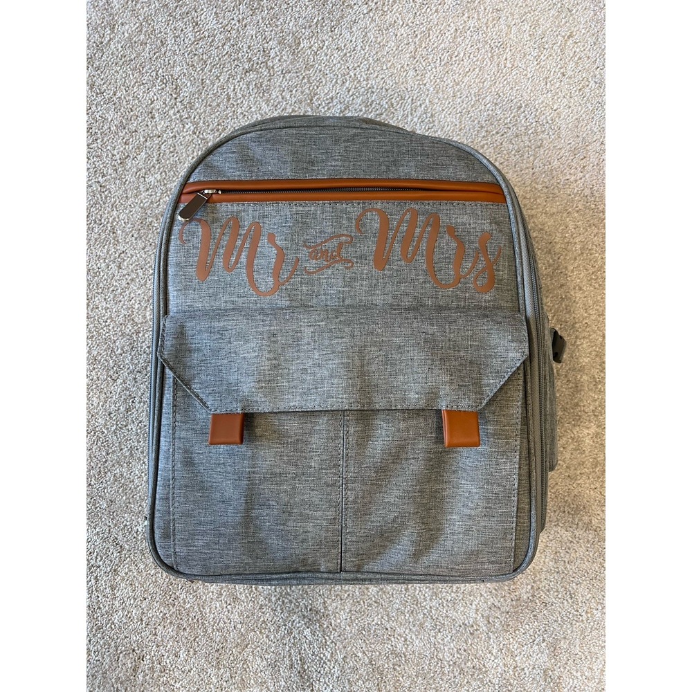 Gray Mr & Mrs Insulated Picnic Backpack - Picture 2 of 13